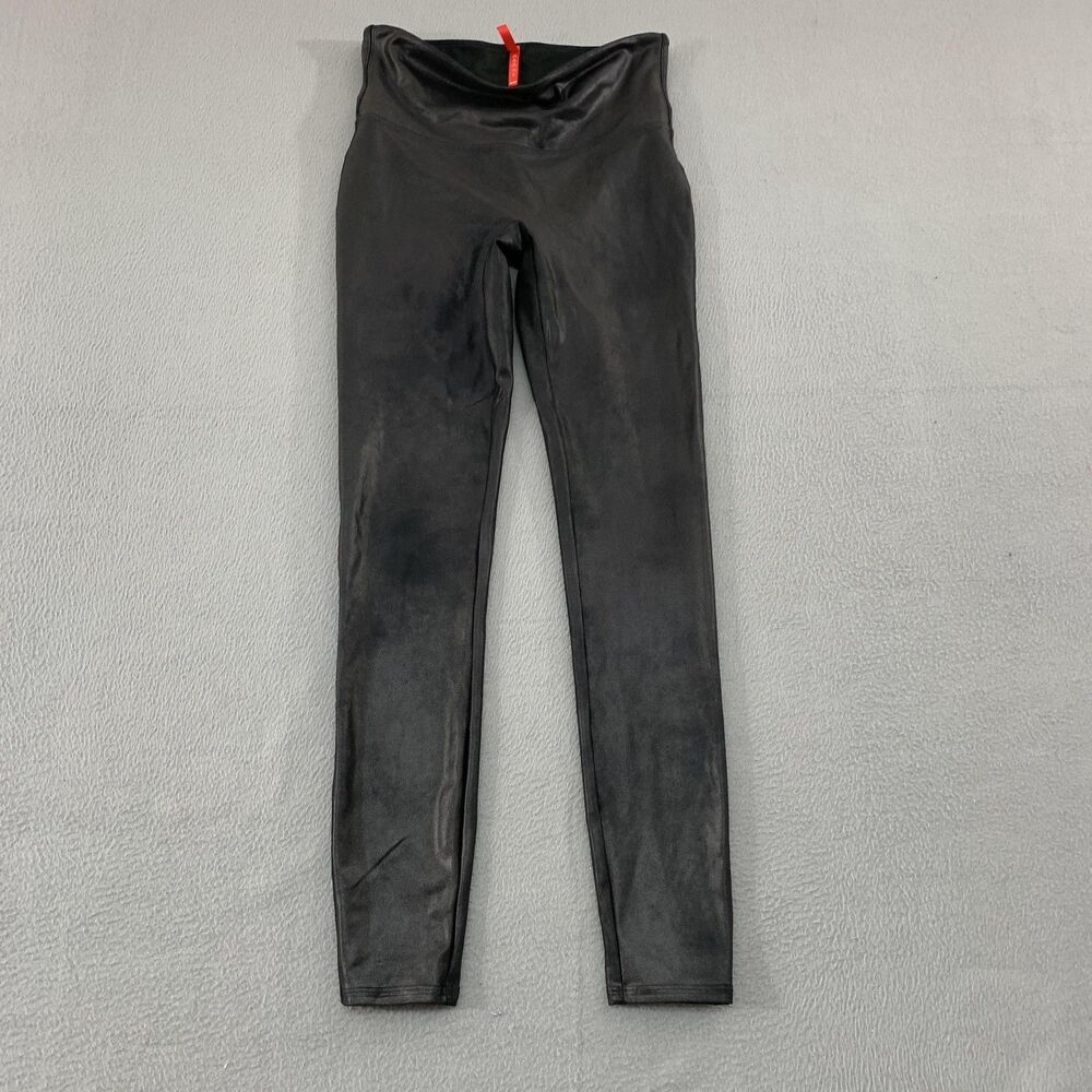 Spanx Leggings Womens Medium Black Faux Leather High Rise Tummy Control Shaping